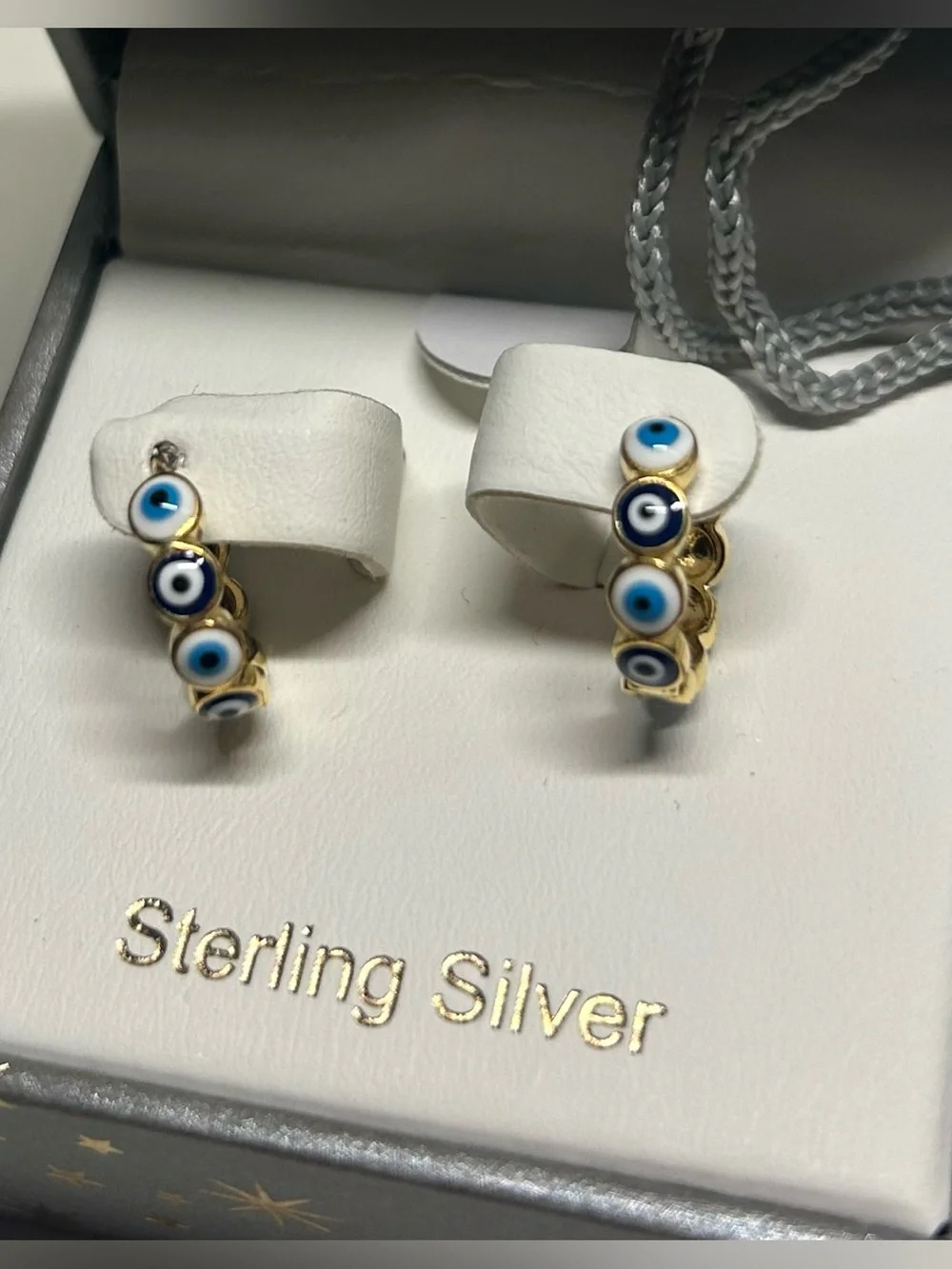NIB Rachel Zoe evil eye hoop earrings - Picture 2 of 8